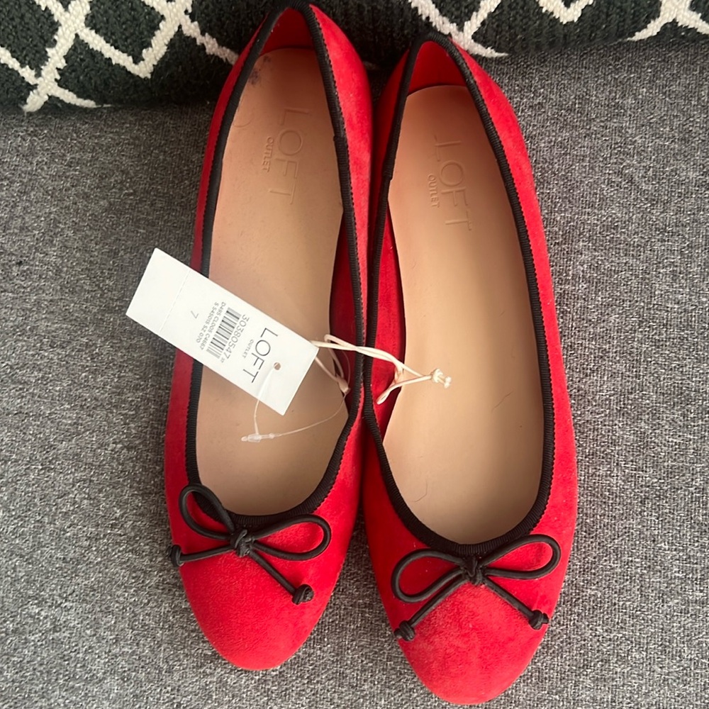 Loft red suede like shoes, brand new